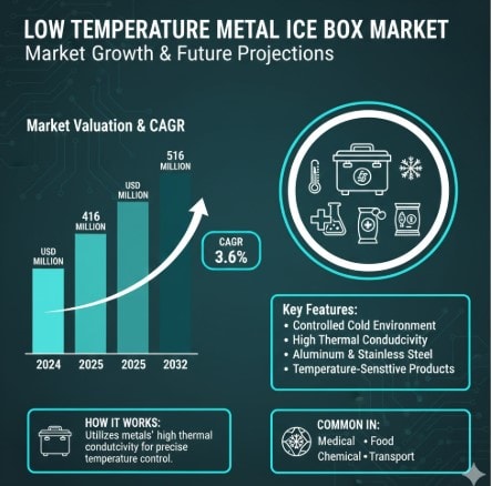 Low Temperature Metal Ice Box Market Outlook: USD 516 Million by 2032 at 3.6% CAGR