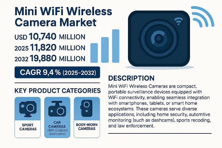Mini WiFi Wireless Camera Market: Top Trends and Key Players Driving USD 19.88 Billion Growth by 2032