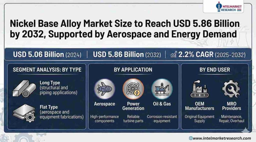 Nickel Base Alloy Market Size to Reach USD 5.86 Billion by 2032, Supported by Aerospace and Energy Demand