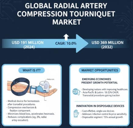 Radial Artery Compression Tourniquet Market to Reach USD 369 Million by 2032, Growing at 10.0% CAGR