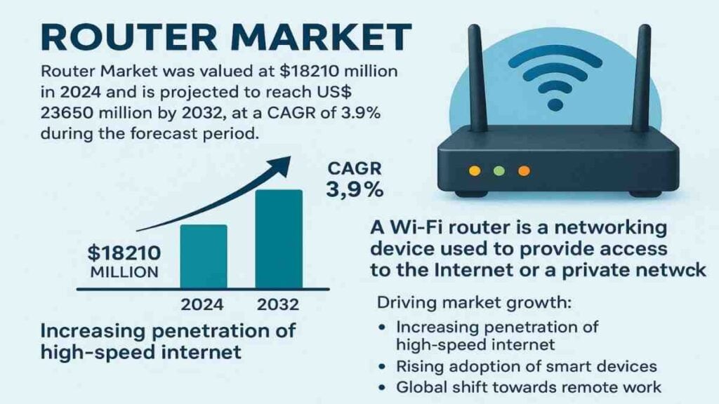 Router Market Poised for Steady Growth, Set to Reach US$ 23.65 Billion by 2032