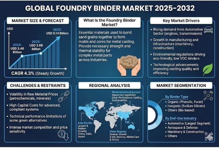 Global Foundry Binder Market Poised for Steady Growth, Driven by Casting Demand in Manufacturing and Automotive Sectors