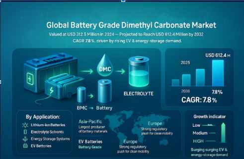 Battery Grade Dimethyl Carbonate Market Global Forecast Report 2025–2032: Segment Insights, Innovation Trends & Leading Players