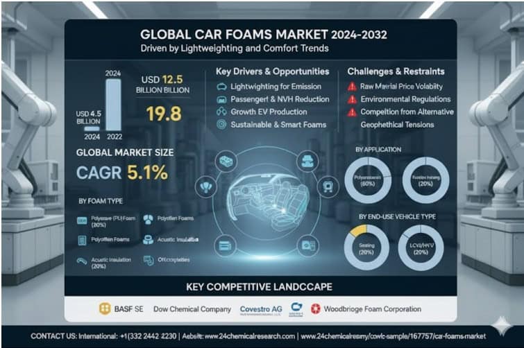 Global Car Foams Market Driven by Lightweighting and Comfort Trends