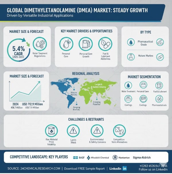 Global Dimethylethanolamine (DMEA) Market Demonstrates Steady Growth, Driven by Versatile Industrial Applications