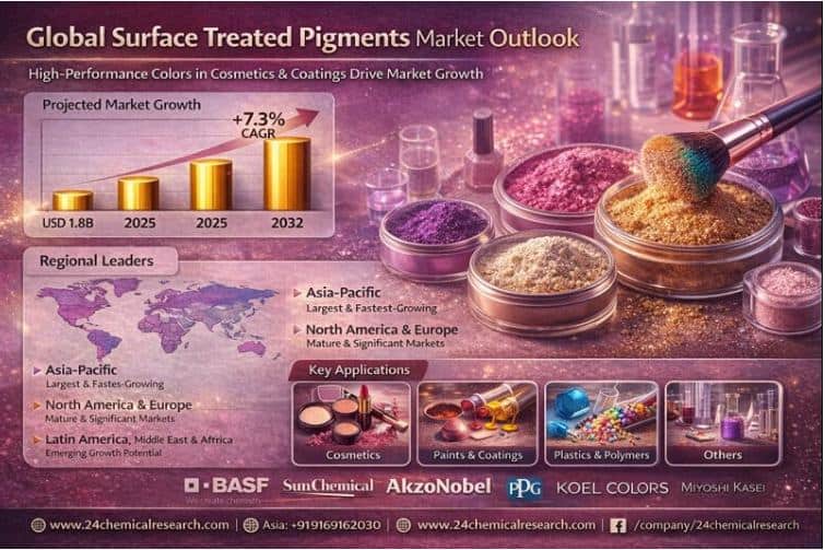 Global Surface Treated Pigments Market Demonstrates Strong Growth, Driven by Demand for High-Performance Colors in Cosmetics and Coatings