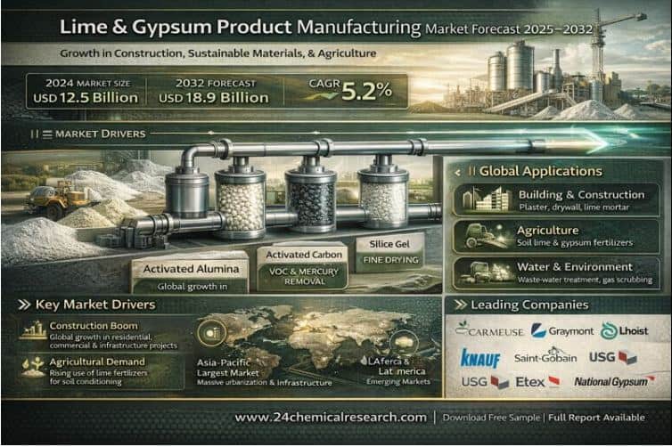 Lime and Gypsum Product Manufacturing Market Global Forecast Report 2025–2032: Segment Insights, Innovation Trends & Leading Players