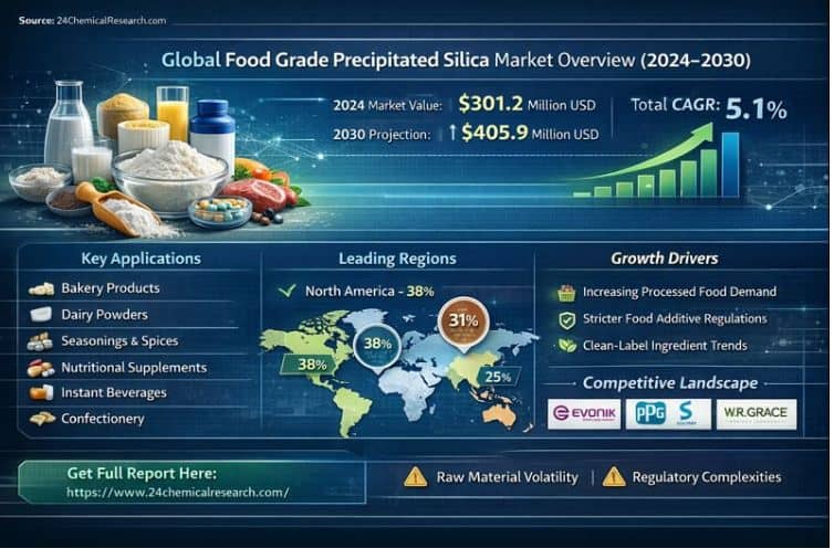 Global Food Grade Precipitated Silica Market Demonstrates Robust Growth, Fueled by Demand from Food Processing and Clean-Label Trends