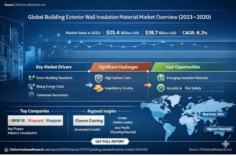 Global Building Exterior Wall Insulation Material Market to Surpass USD 38 Billion by 2030, Propelled by Global Green Building Standards and Retrofit Demand