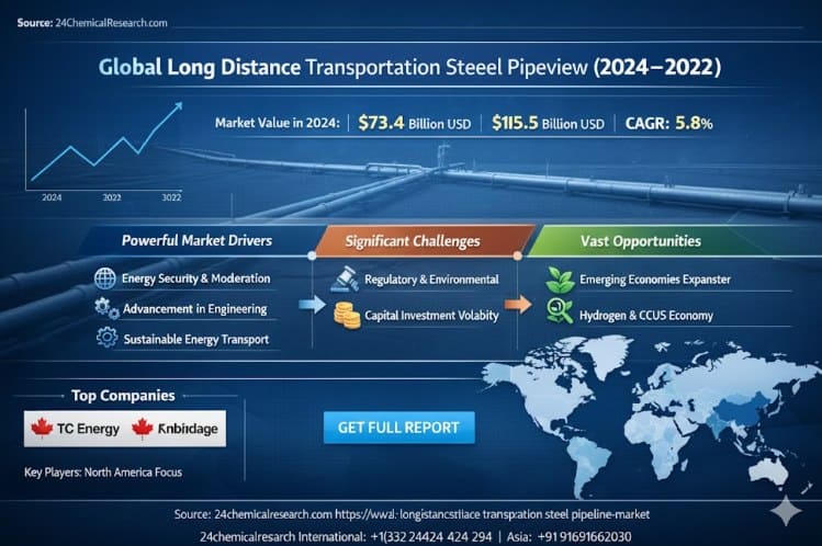 Global Long Distance Transportation Steel Pipeline market projected to reach USD 115.5 billion by 2032