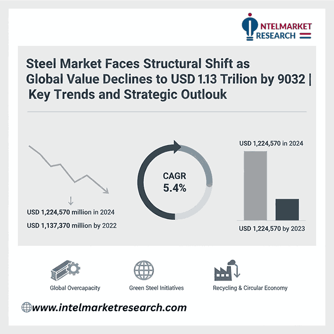 Steel Market Faces Structural Shift as Global Value Declines to USD 1.13 Trillion by 2032 | Key Trends and Strategic Outlook