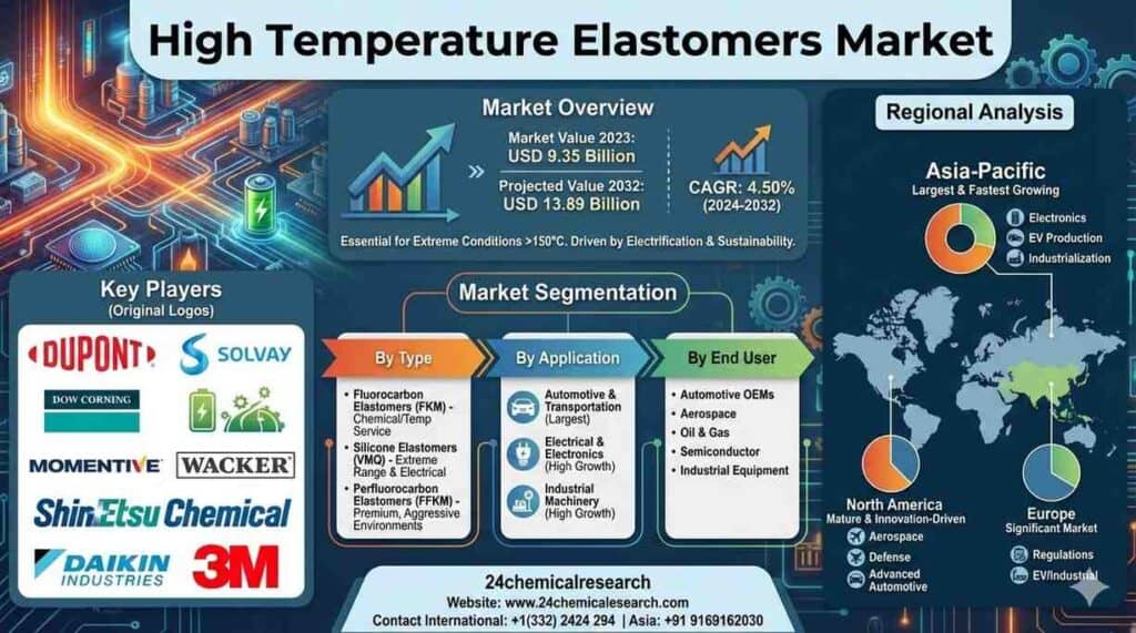 High Temperature Elastomers Market to Reach USD 13,893.35 Million by 2032, Growing at 4.50% CAGR
