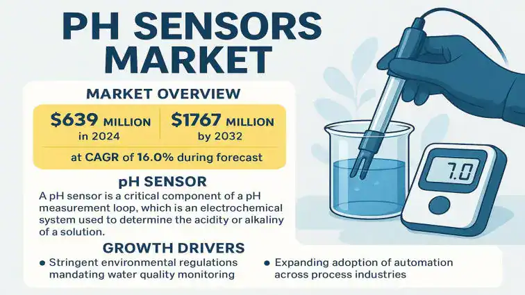 pH Sensors Market Size, Top Trends & Key Players Redefining Process Control by 2032