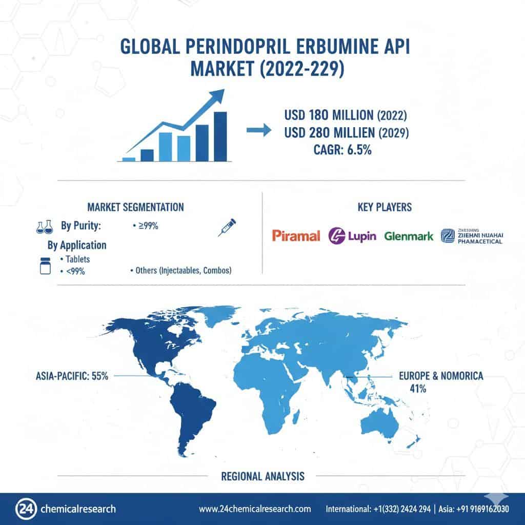 Global Perindopril Erbumine API Market: Steady Growth to USD 280 Million by 2029, Driven by Cardiovascular Demand and Generic Expansion