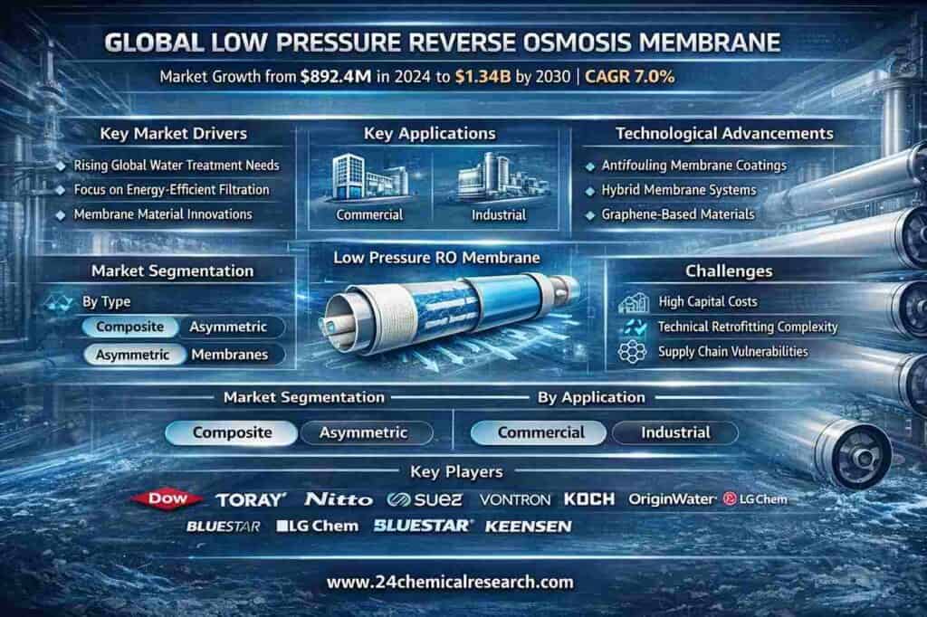 Global Low Pressure Reverse Osmosis Membrane Market to Reach USD 1.34 Billion by 2030, Driven by Energy-Efficient Water Treatment Demand