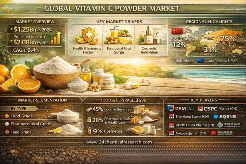 Global Vitamin C Powder market projected to grow from USD 1.35 billion in 2025 to USD 2.08 billion by 2032