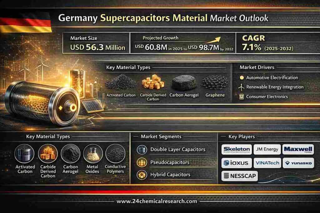 Germany Supercapacitors Material market projected to grow from USD 60.8 million in 2025 to USD 98.7 million by 2032