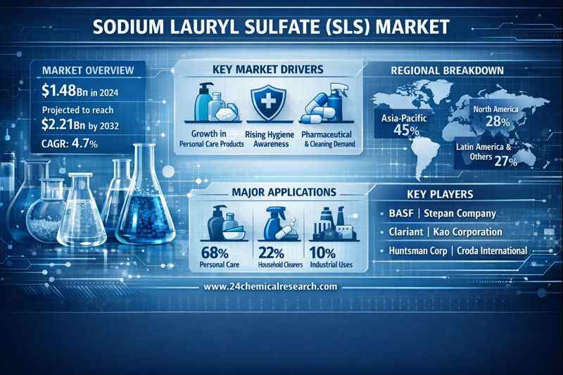 Global Sodium Lauryl Sulfate (SLS) market projected to grow from USD 1.56 billion in 2025 to USD 2.21 billion by 2032