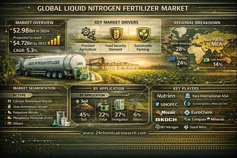 How is the liquid nitrogen fertilizer market expected to reach USD 4.72 billion by 2032?