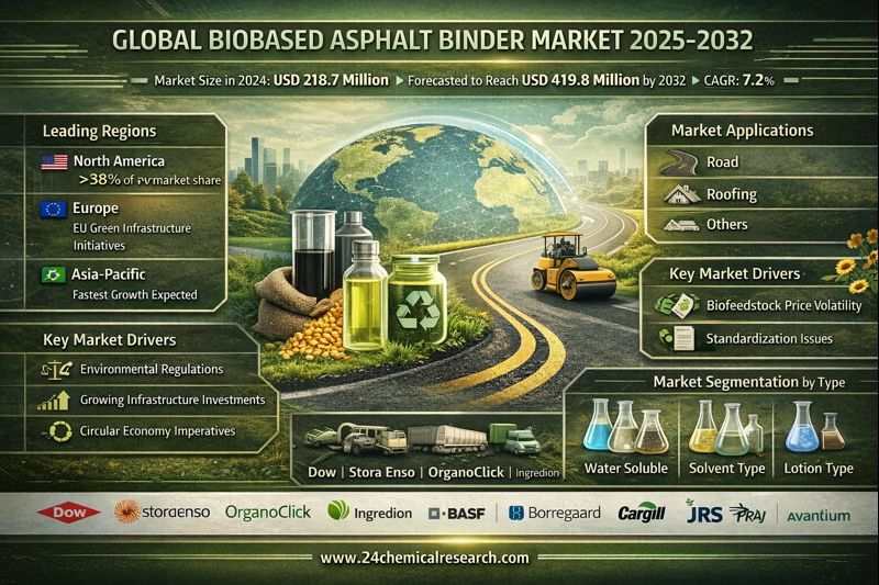 Global biobased asphalt binder market projected to grow from USD 242.1 million in 2025 to USD 419.8 million by 2032