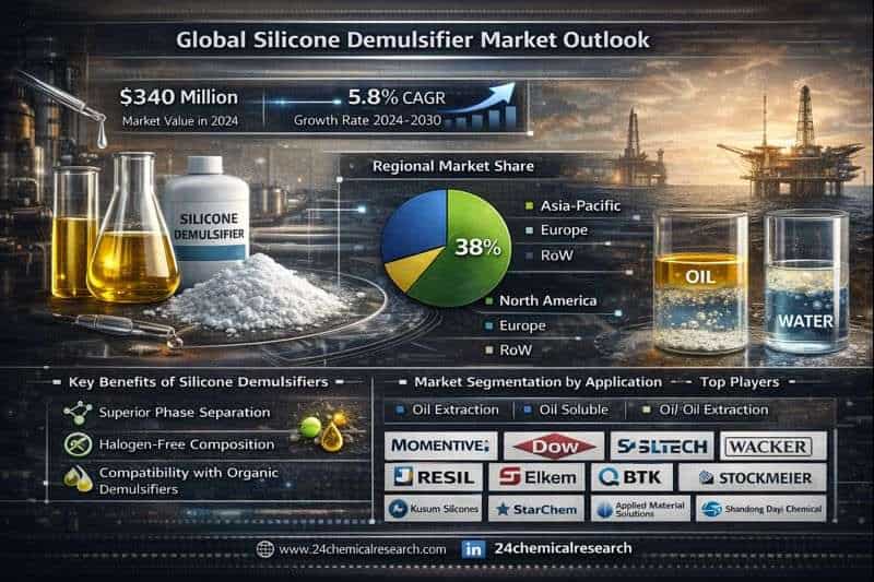 Silicone Demulsifier Market to Reach USD 480 Million by 2030, Driven by Oilfield and Wastewater Treatment Demand
