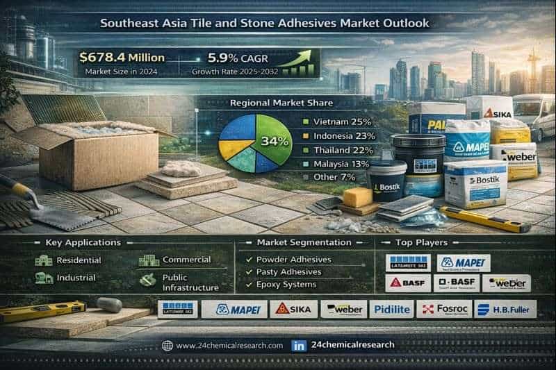 Southeast Asia Tile and Stone Adhesives Market to Reach USD 956.2 Million by 2030, Driven by Construction Boom and Urbanization