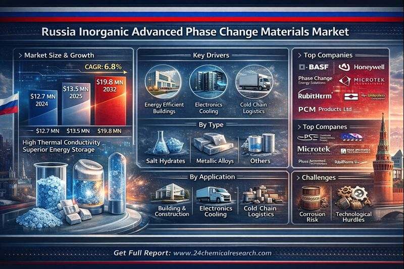 Russia Inorganic Advanced Phase Change Materials Market to Reach USD 19.8 Million by 2032, Fueled by Energy Efficiency and Construction Demand