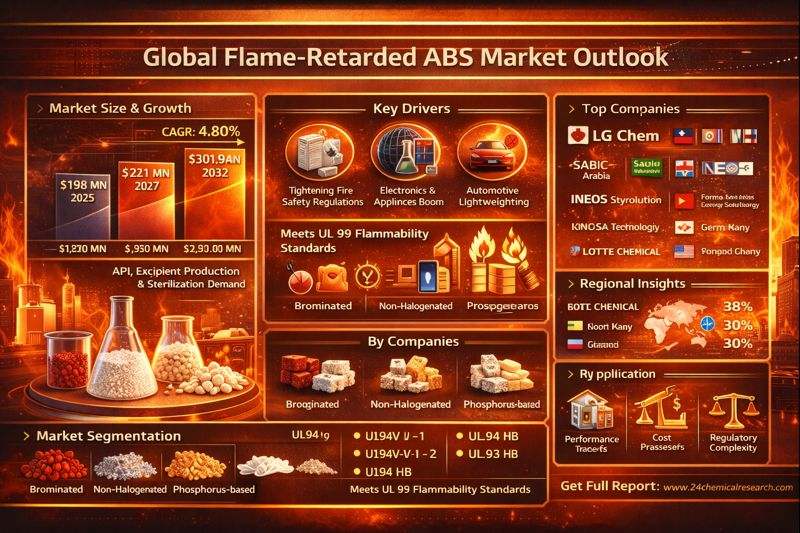 Global Flame-retarded ABS Market to Reach USD 301.94 Million by 2032, Driven by Fire Safety Regulation