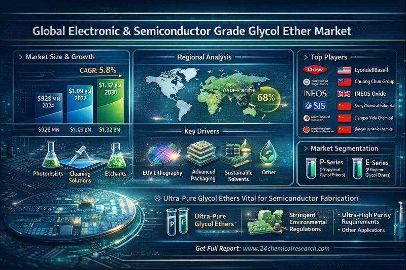 Global Electronic and Semiconductor Grade Glycol Ether Market to Reach US$ 1.32 Billion by 2030, Fueled by Semiconductor Fabrication Demand