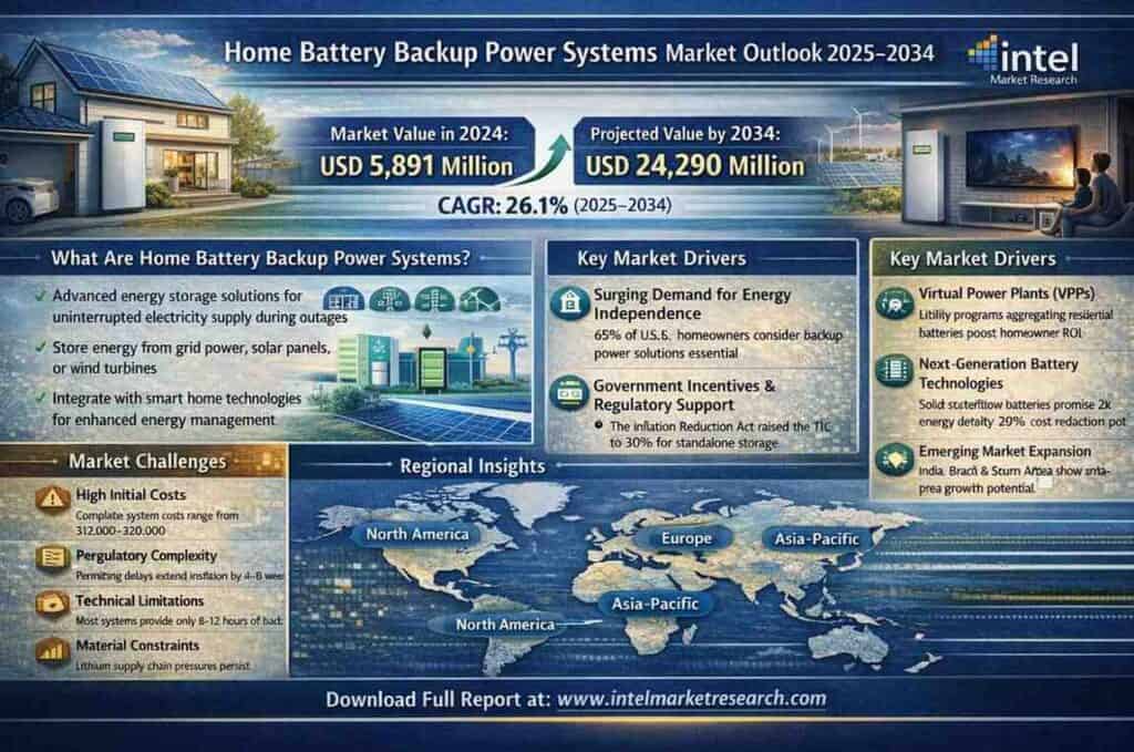 global Home Battery Backup Power Systems market | CAGR of 26.1%