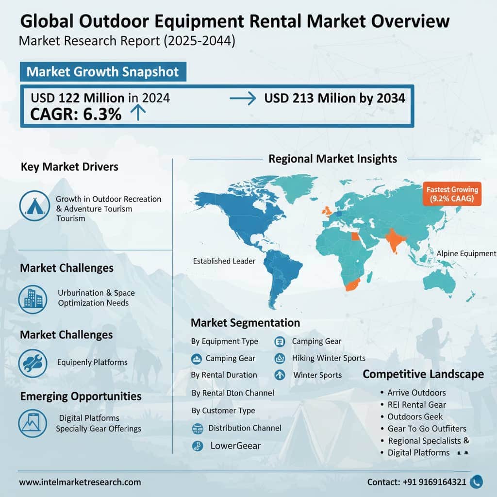 How Will the Outdoor Equipment Rental Market Achieve a 6.3% CAGR Through 2034?
