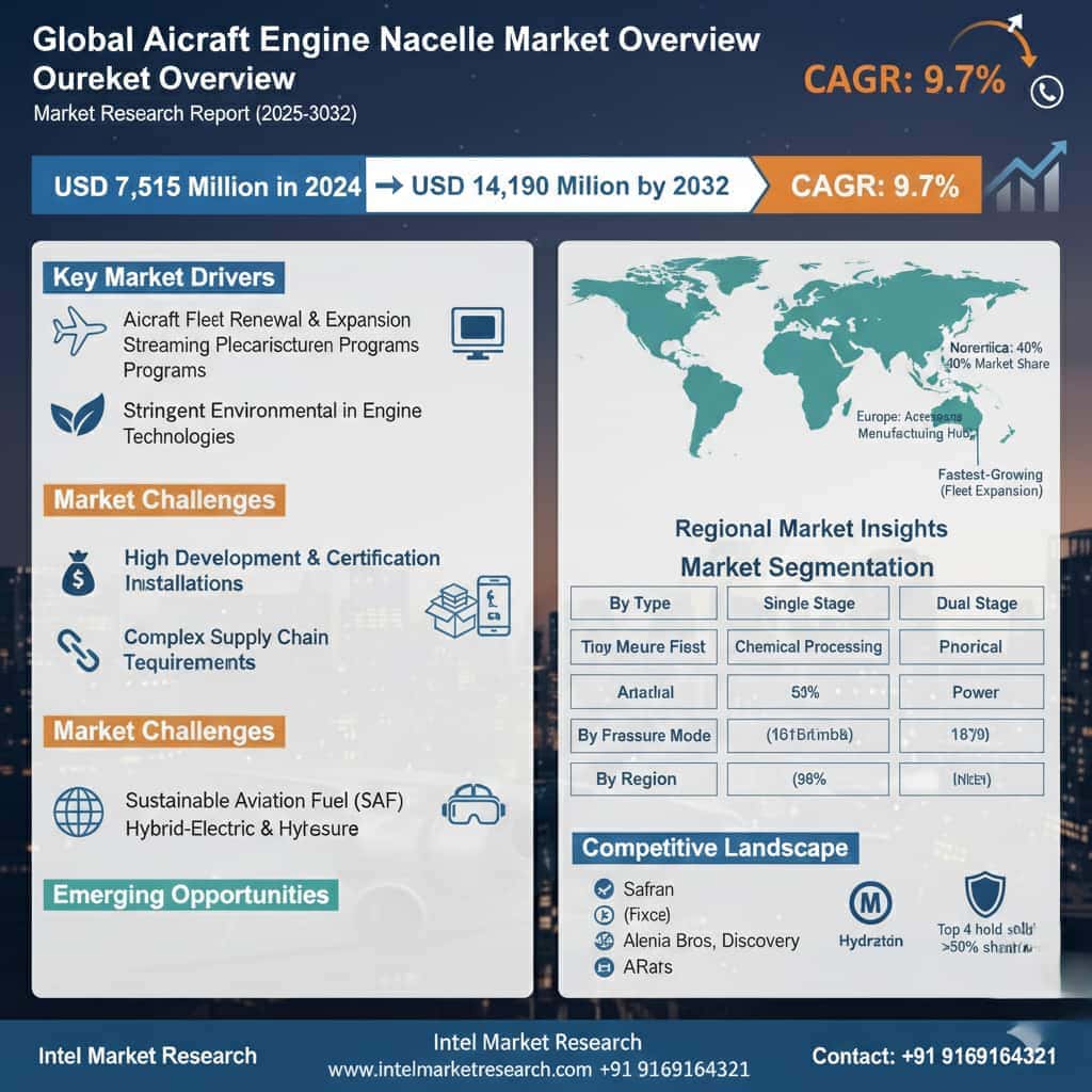 Global Aircraft Engine Nacelle Market to Reach USD 14.19 Billion by 2032 | CAGR 9.7%