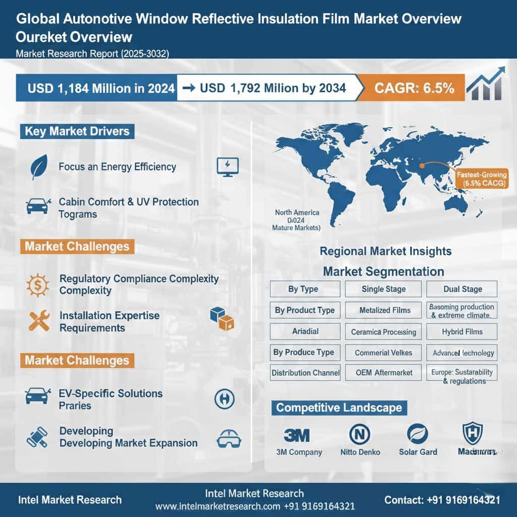 Global Automotive Window Reflective Insulation Film Market to Reach USD 1,792 Million by 2034 | 6.5% CAGR