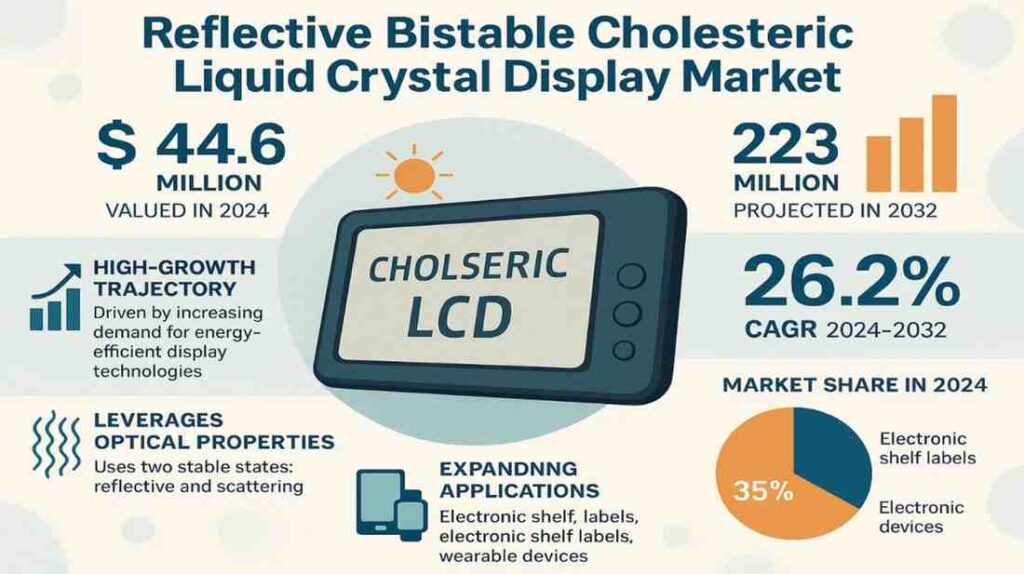 Reflective Bistable Cholesteric Liquid Crystal Display Market, valued at USD 44.6 million 