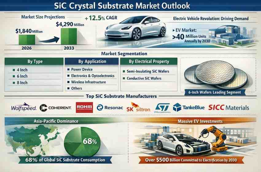 SiC Crystal Substrate Market to Reach USD 4.29 Billion by 2033 | 12.5% CAGR