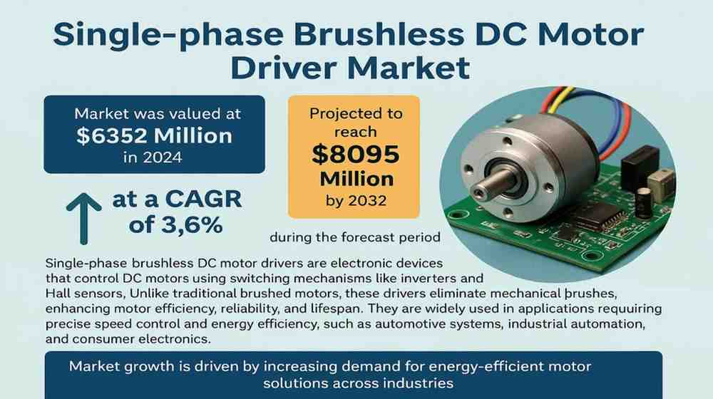 Single-phase Brushless DC Motor Driver Market, valued at a robust USD 6352 million
