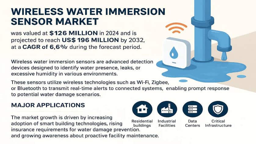 Wireless Water Immersion Sensor Market Poised for Strong Growth by 2032 — Driven by Smart Monitoring & Flood Detection Systems