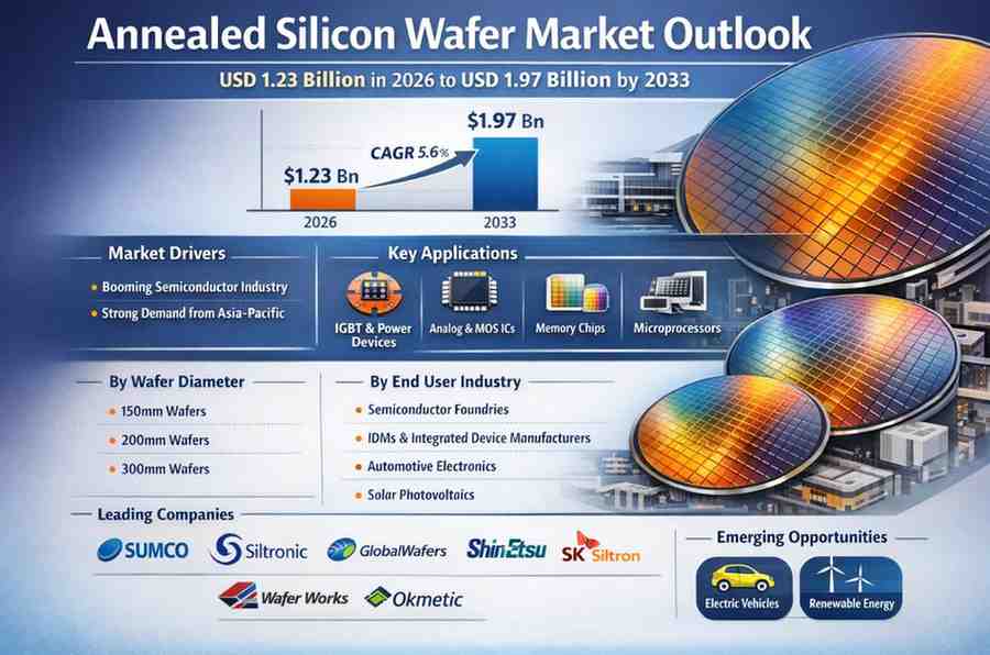 Annealed Silicon Wafer Market Growth Outlook: USD 1.23 Billion in 2026 to USD 1.97 Billion by 2033