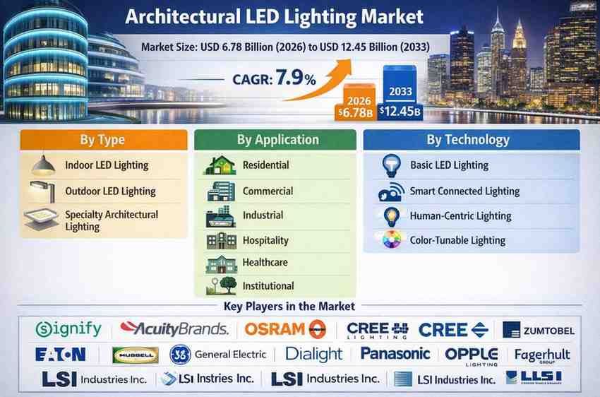 Architectural LED Lighting Market Forecast 2026–2033 Shows 7.9% CAGR with Revenue Reaching USD 12.45 Billion