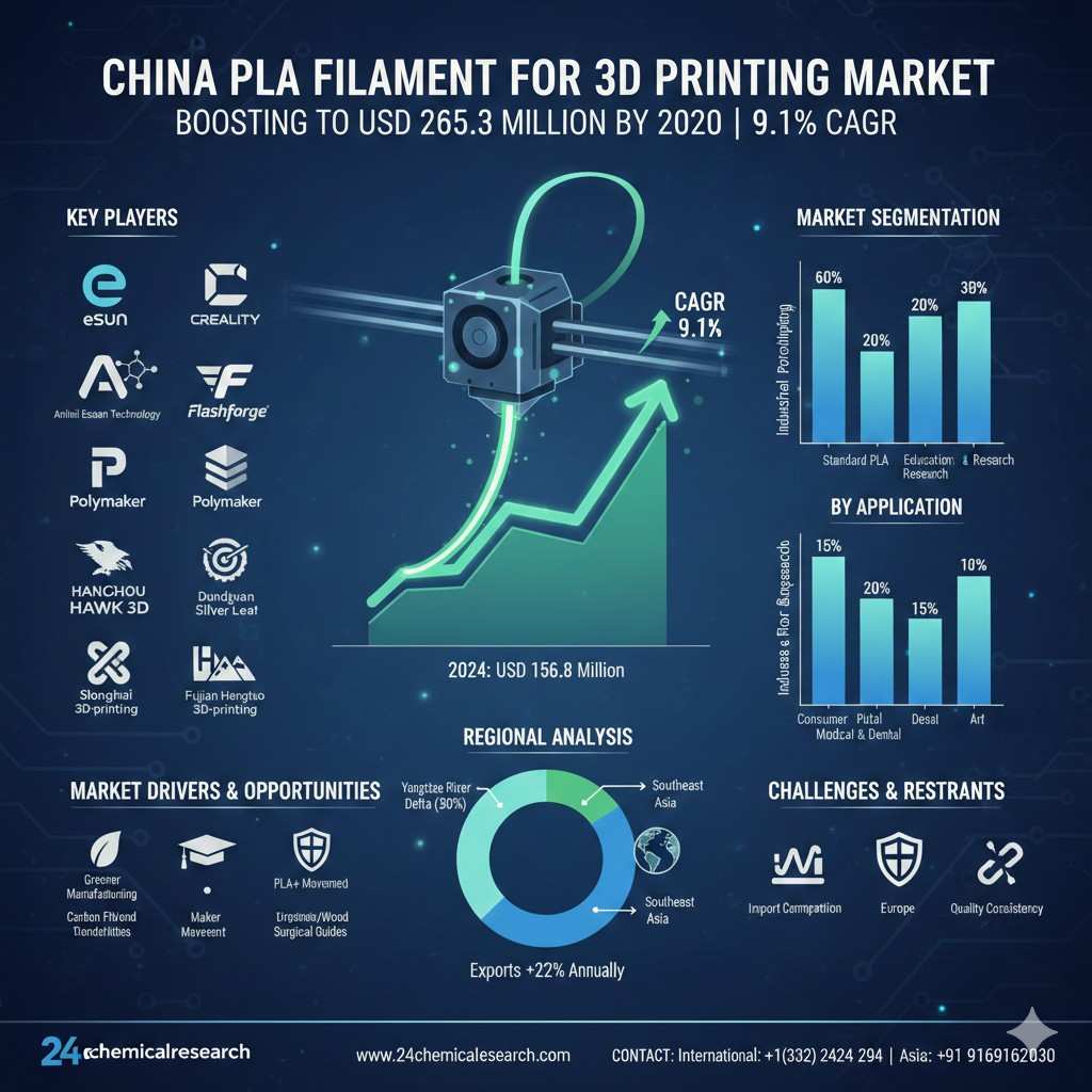 China PLA Filament for 3D Printing market is projected to boost by CAGR of 9.1% at value USD 265.3 million by 2030
