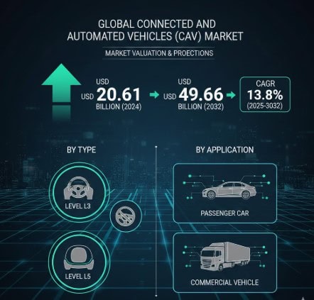 Connected and Automated Vehicles (CAV) Market Size, Growth Trends, and Forecast 2026–2034 | CAGR 13.8%