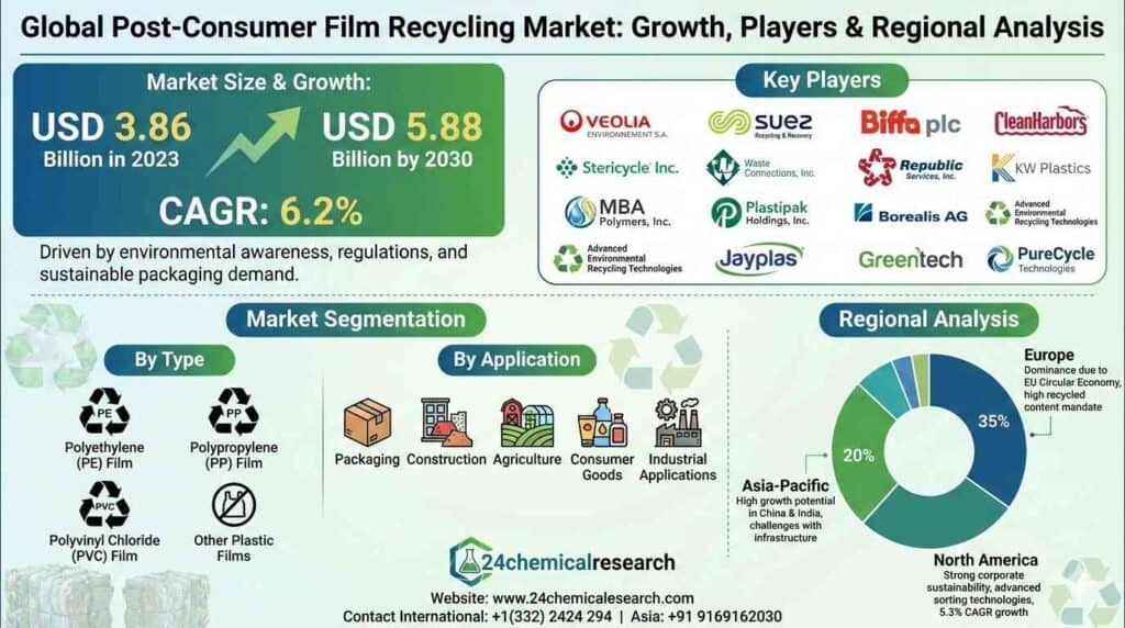 Global Post-Consumer Film Recycling Market to Reach USD 5.88 Billion by 2030