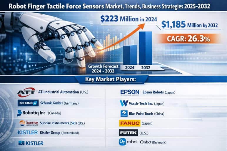 Robot Finger Tactile Force Sensors Market: Global Smart Wearables to Grow at a CAGR of 26.3% Through 2032
