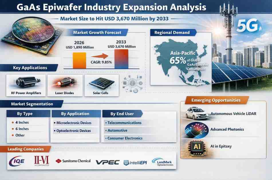 GaAs Epiwafer Industry Expansion Analysis: Market Size to Hit USD 3,670 Million by 2033