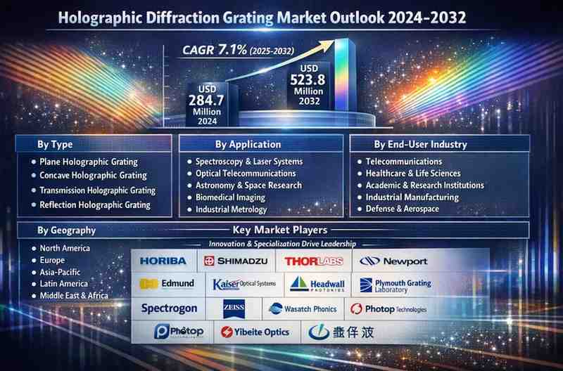 Holographic Diffraction Grating Market Grows from USD 284.7 Million to USD 523.8 Million by 2032