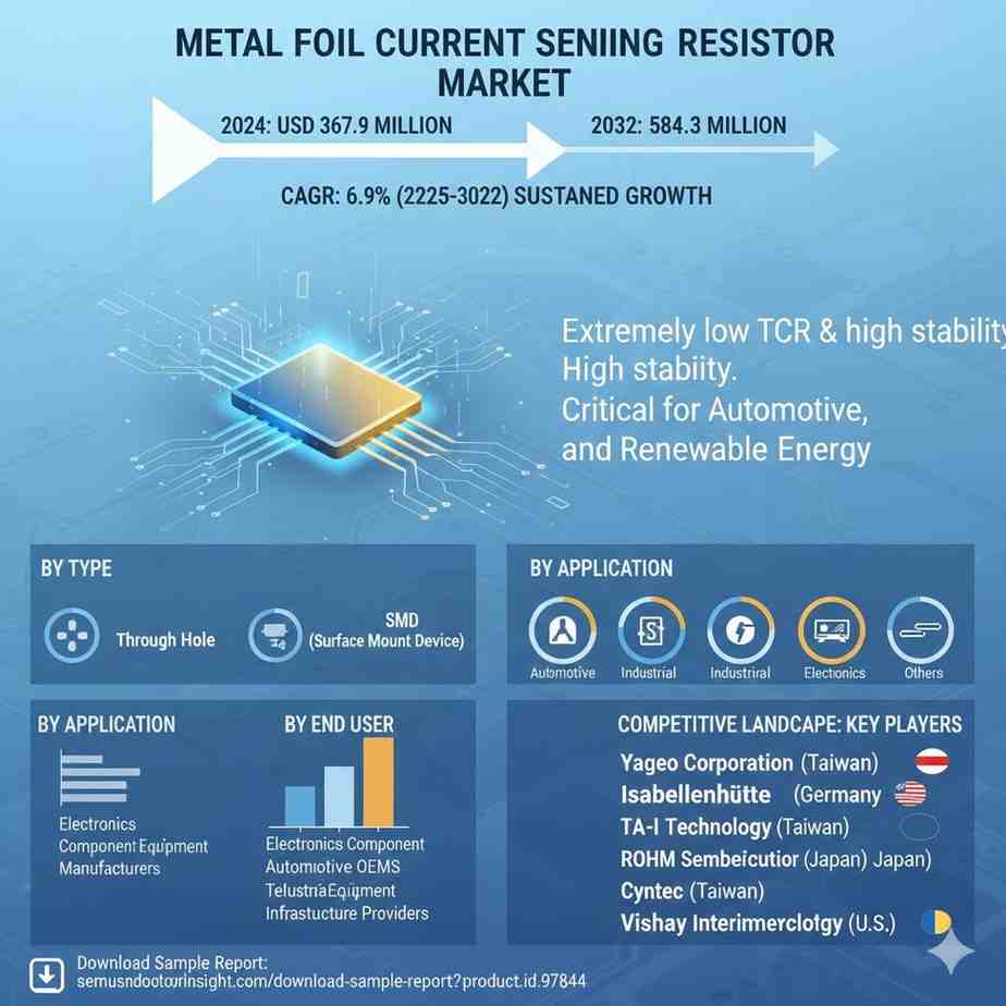 Metal Foil Current Sensing Resistor Market to Reach USD 584.3 Million by 2033, Growing at 6.9% CAGR