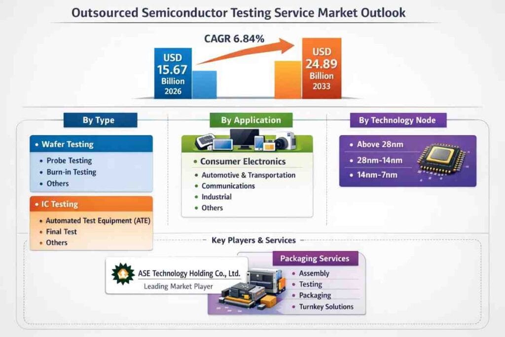 Outsourced Semiconductor Testing Service Market Forecast 2026–2033 Shows 6.84% CAGR with Revenue Reaching USD 24.89 Billion