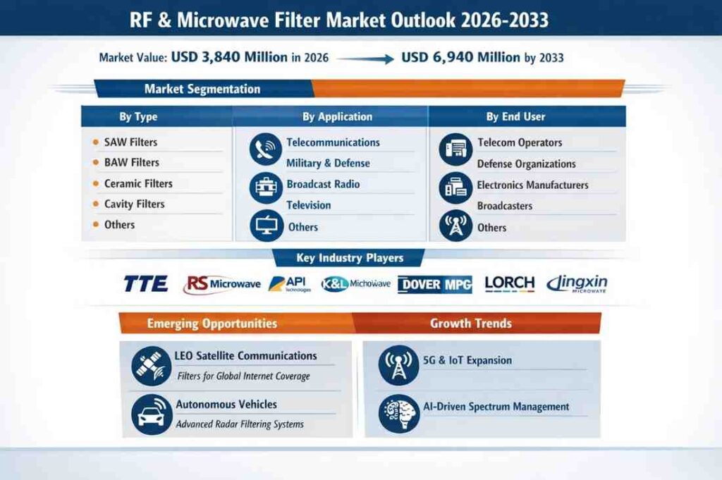Radio Frequency and Microwave Filter Market Forecast 2026–2033 Shows 8.7% CAGR with Revenue Reaching USD 6,940 Million