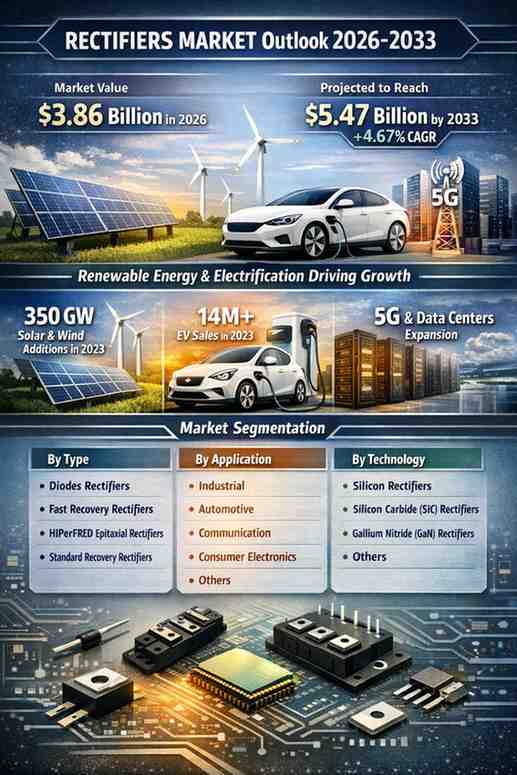 Rectifiers Market Valued at USD 3.86 Billion in 2026 Is Projected to Reach USD 5.47 Billion by 2033, Growing at a CAGR of 4.67%