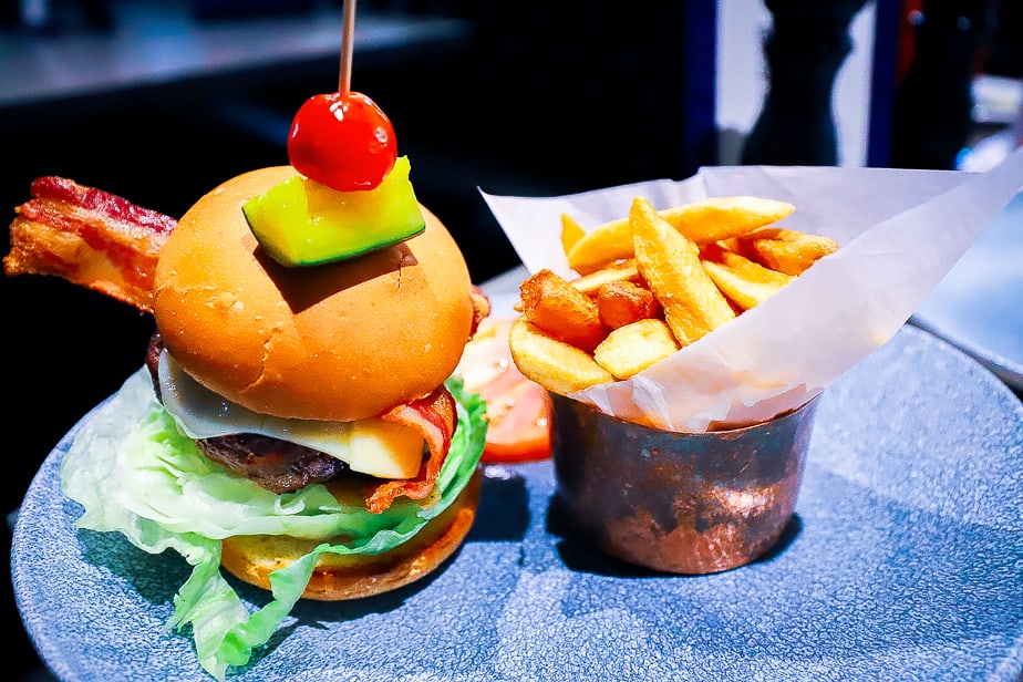 a cheeseburger and fries from a restaurant in the Epcot Resort Hotel Area